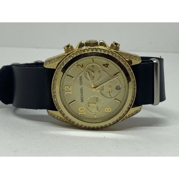 Michael Kors MK5166 Unisex Black Leather Analog Di main image 4